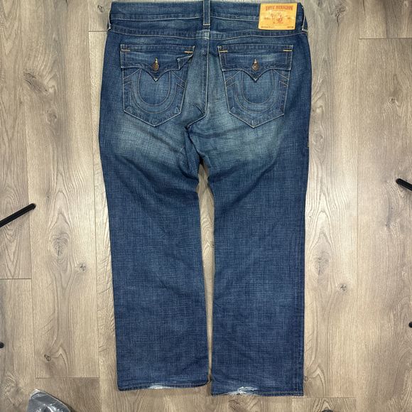 True Religion Ricky Straight Fit Flap Pocket Jeans Baggy Y2K Skate Mens 40x34 - Picture 2 of 12